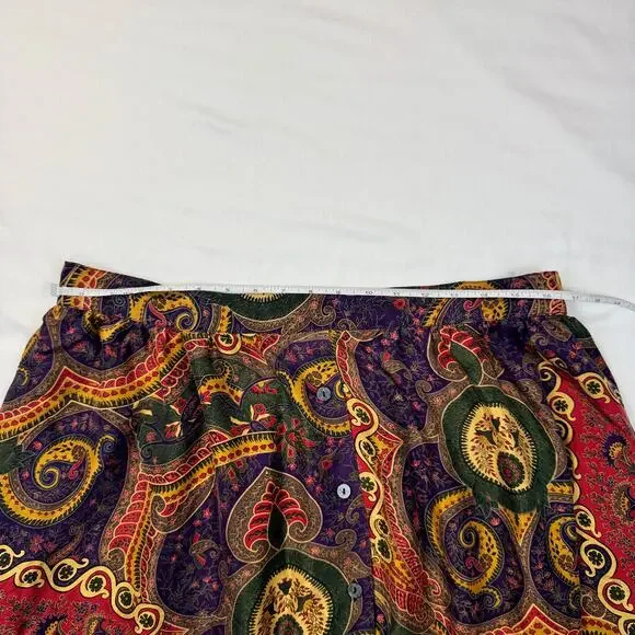 Valerie Stevens Pure Silk Paisley Midi Skirt Women’s 2XL Vintage Boho 90s Retro - Picture 9 of 15